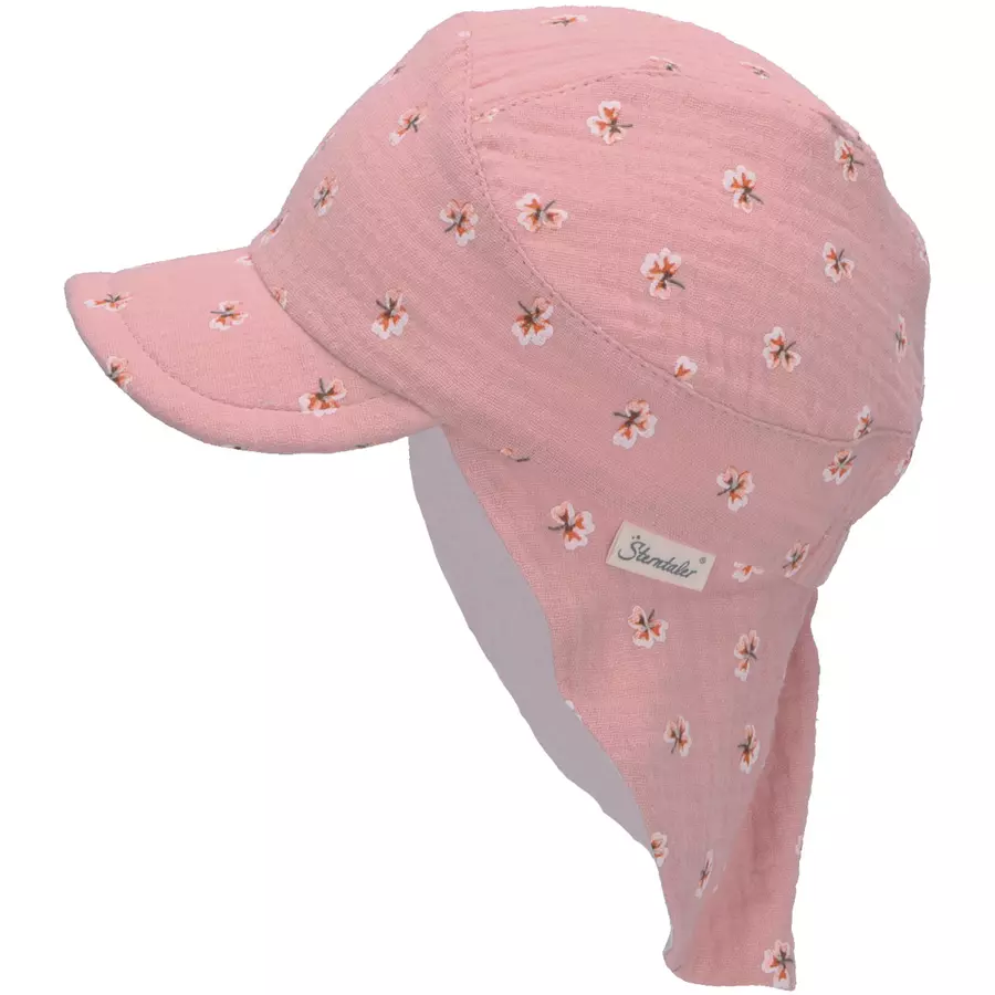 Sterntaler Schirmmütze mit Nackenschutz Blumen zartrosa