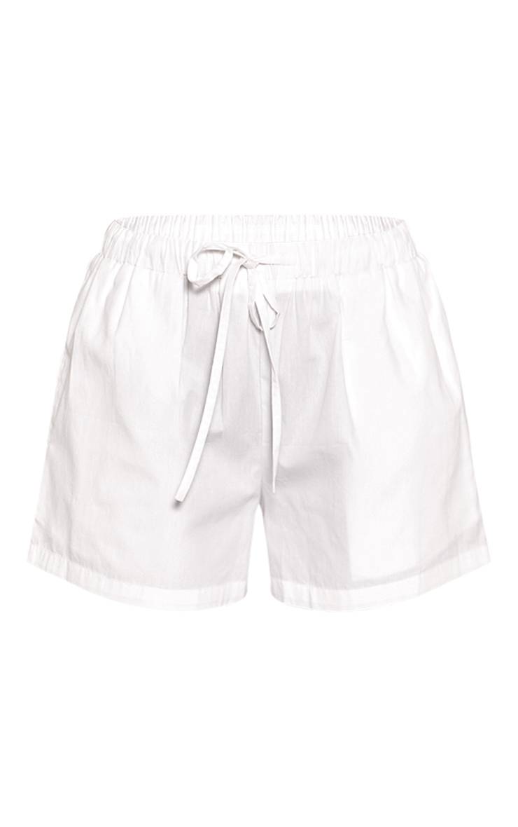 Blanc Short Ample En Coton Avec Cordon De Serrage Tall
