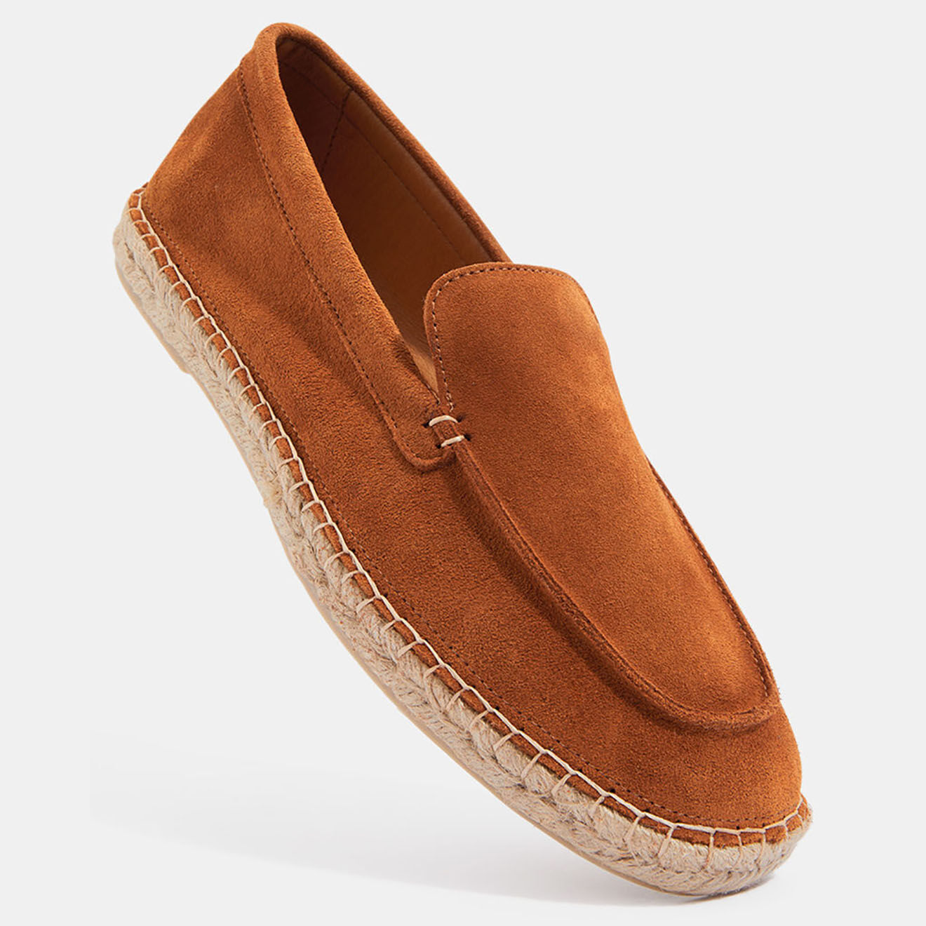 Comptoir GL Mocassins espadrilles en Velours de Cuir camel