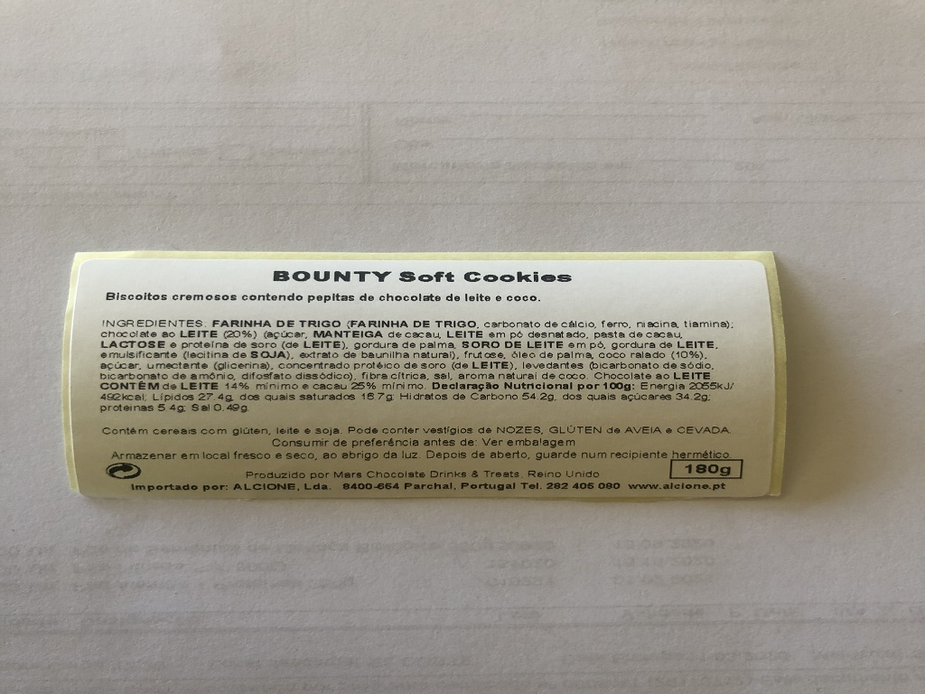 BOLACHAS BOUNTY SOFT COOKIES 180G