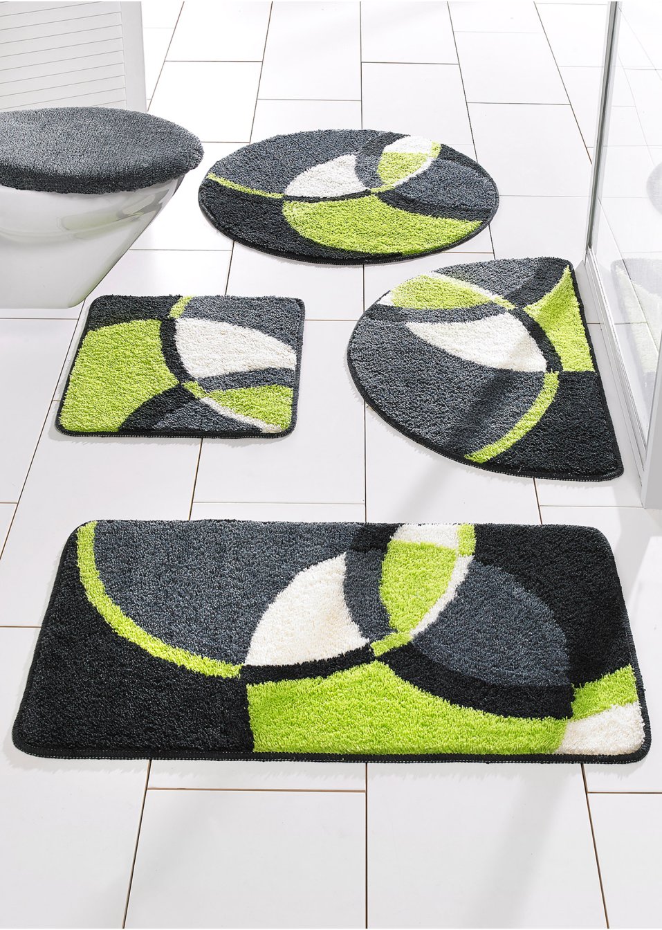 Tapis de salle de bain avec éléments colorés