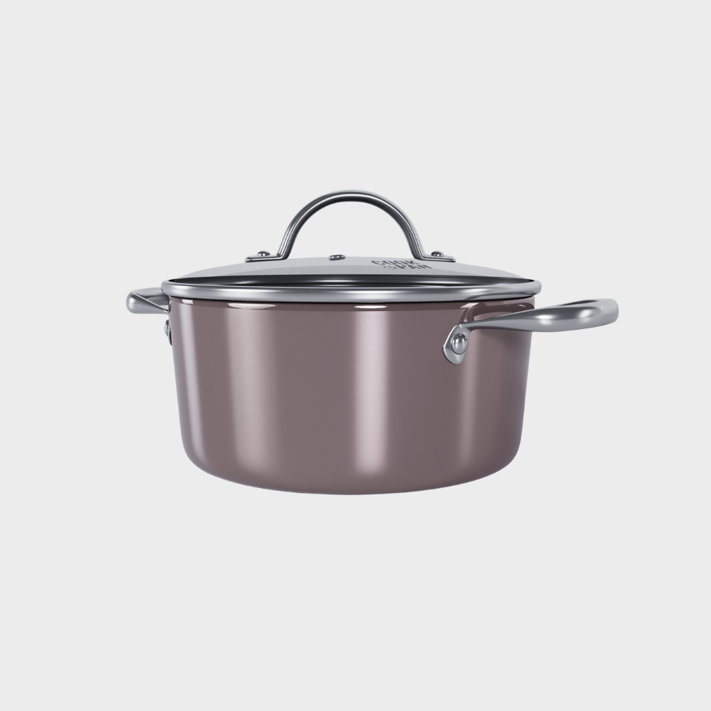 Taupe of Mind Honey Kookpan met deksel 24 cm - RVS