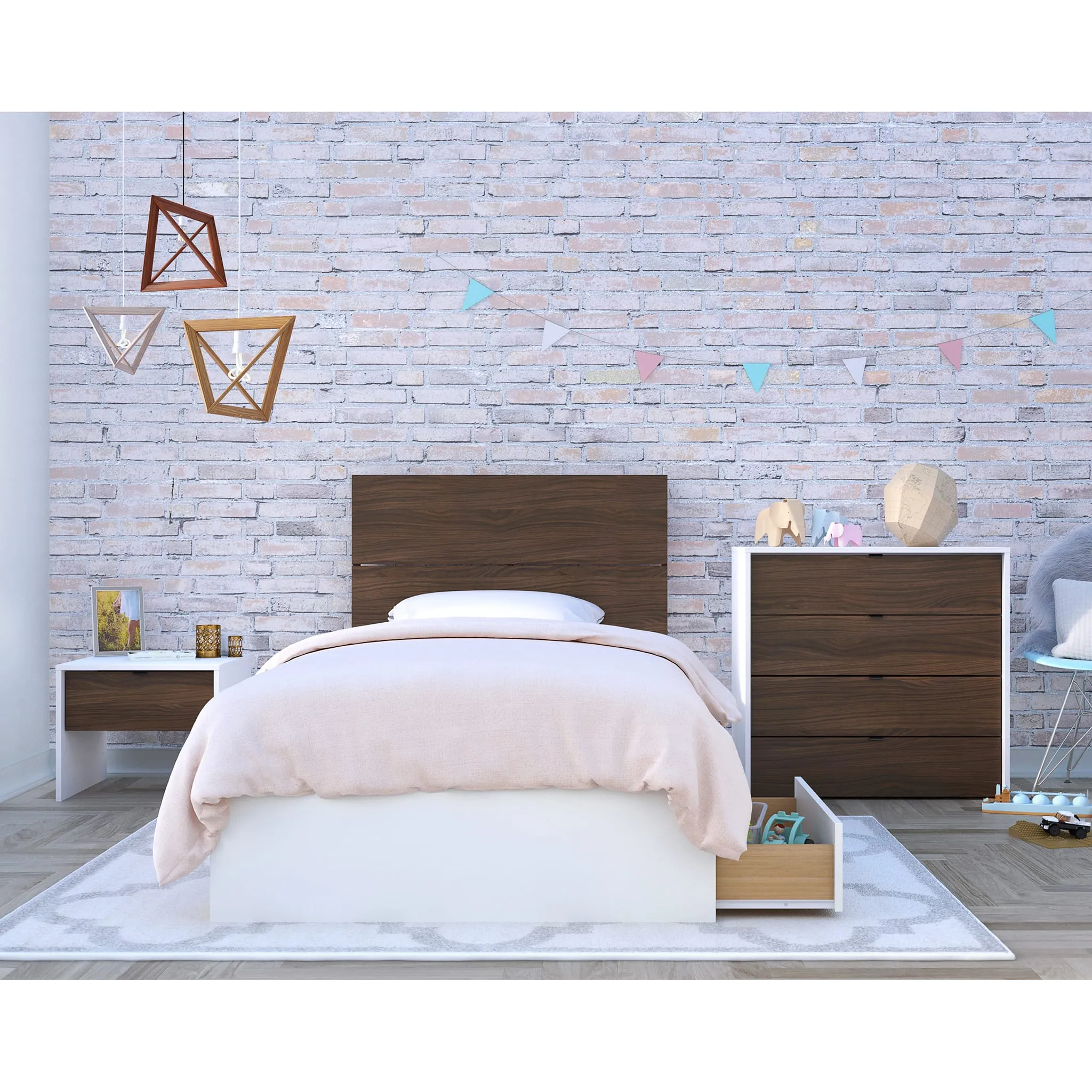Nexera Lit Simple 3 Tiroirs Aruba - Blanc