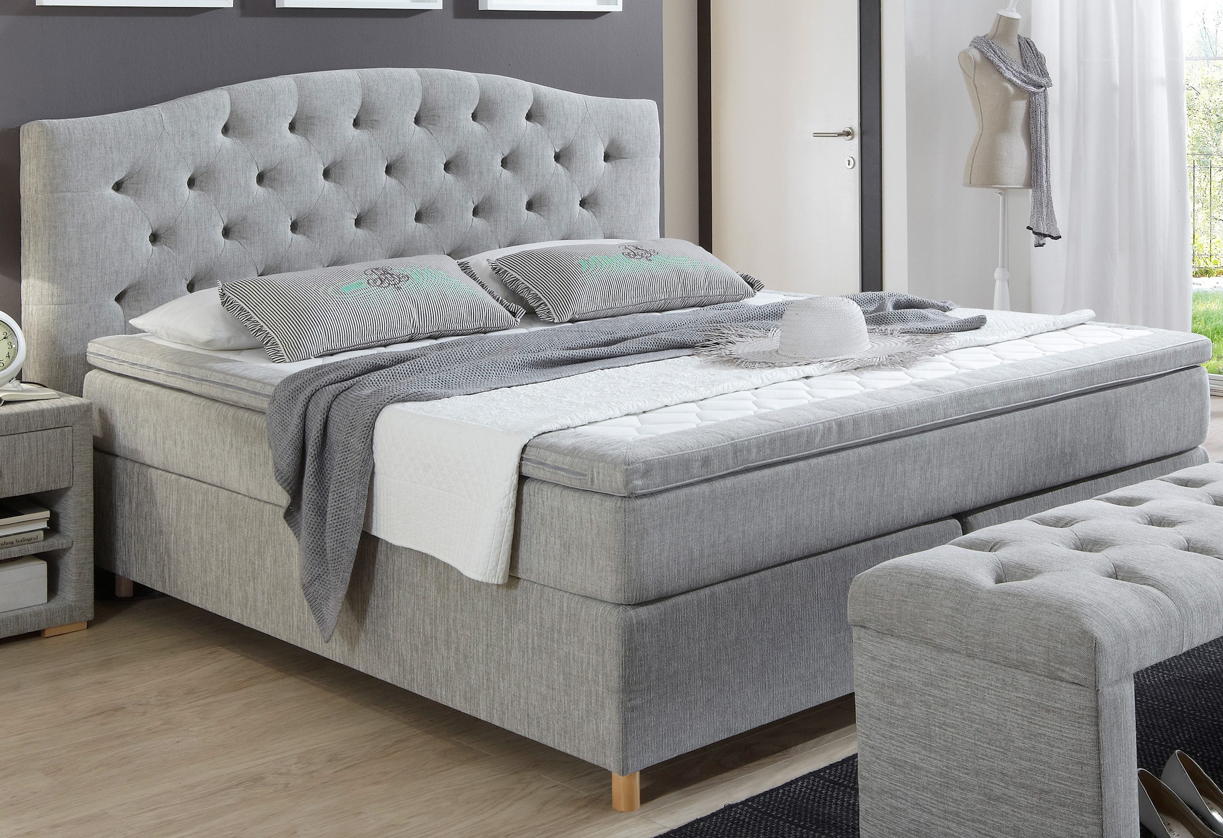 Home affaire Boxspringbett »Claire« mit Vollmassiv-Unterbox, incl. Topper, verschiedene Härtegrade