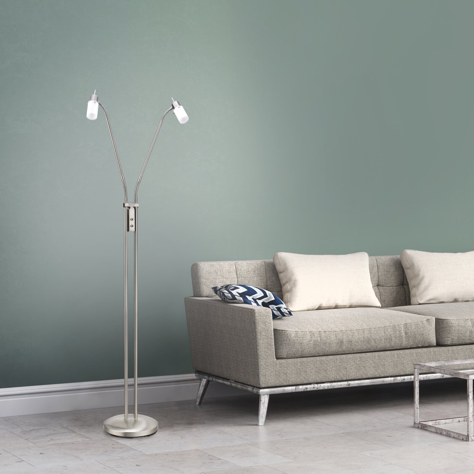 LED-Stehlampe MAX LED - Nickel matt - Flexarme