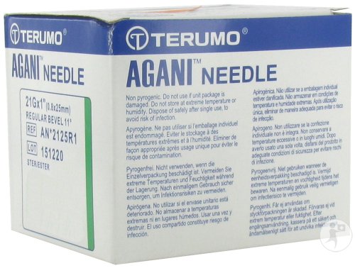 Terumo Agani Aiguille Hypodermique 21G 1 RB Vert 100 Pièces