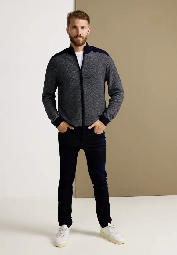 Strickjacke in Birdseyeoptik - nightshadow blue