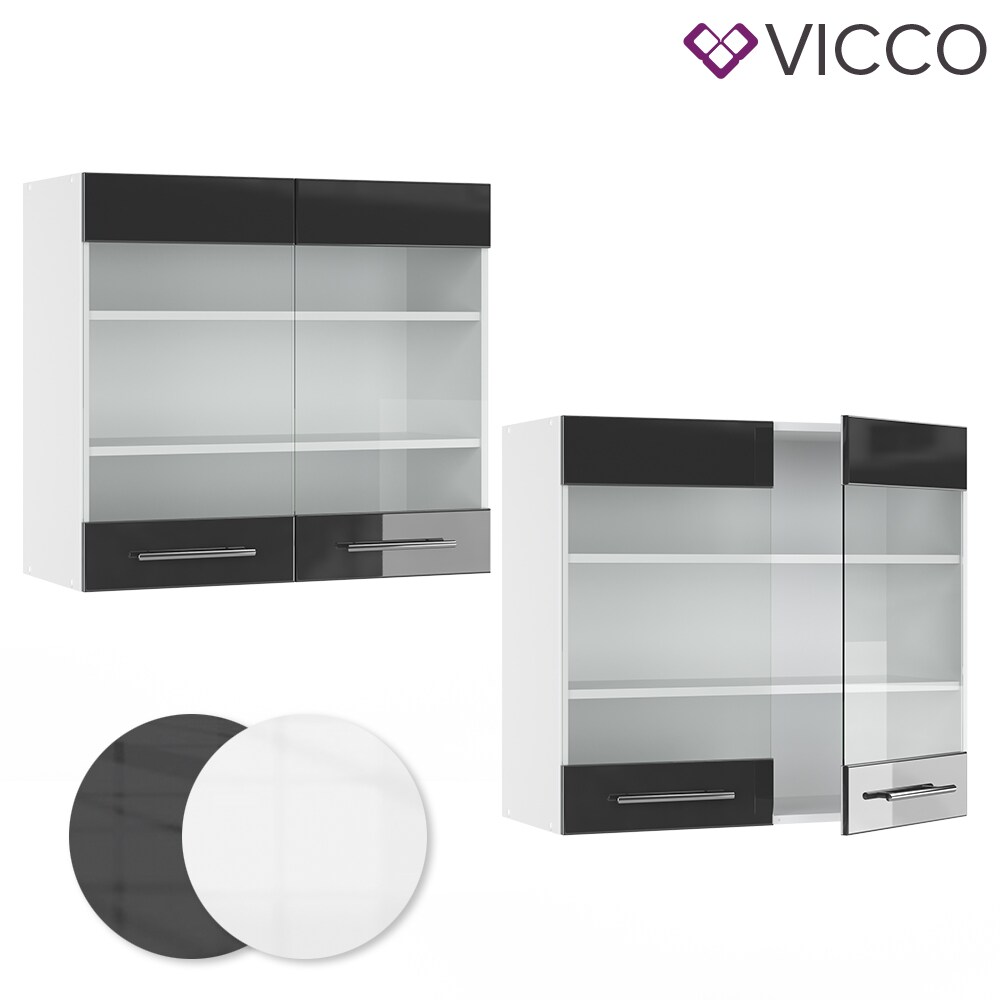 VICCO Hängeglasschrank 80 cm Anthrazit Küchenzeile Unterschrank Fame
