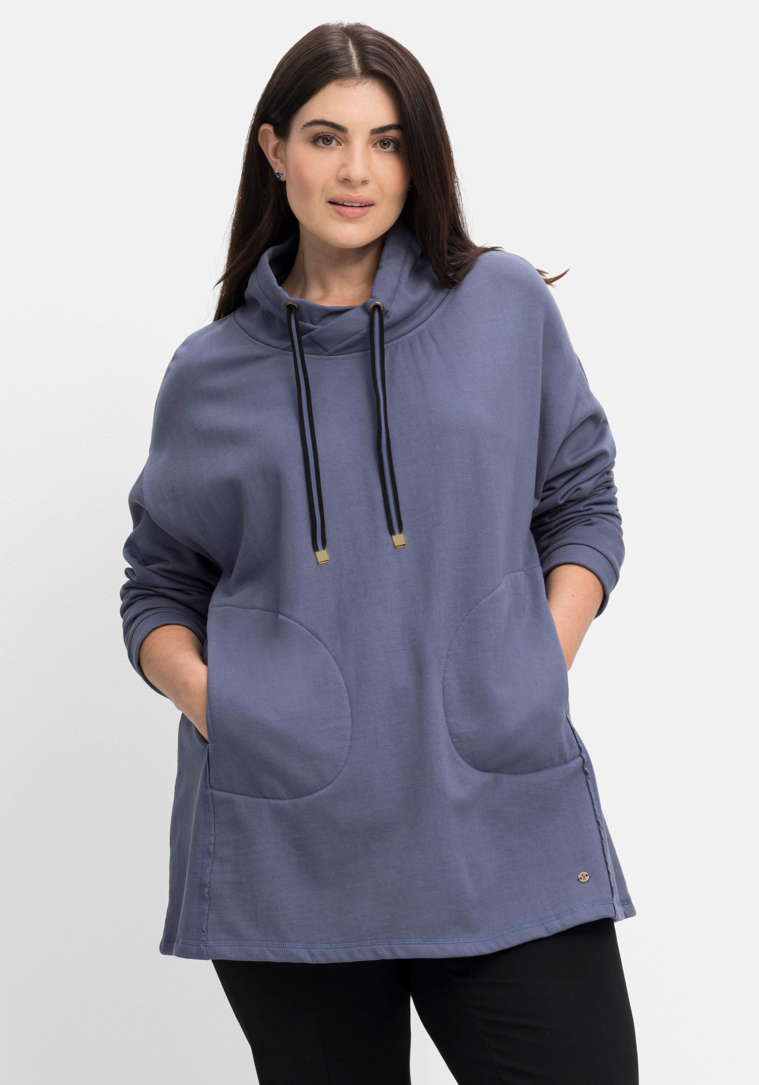 Sweatshirt in A-Linie, mit Taschen und Kragen