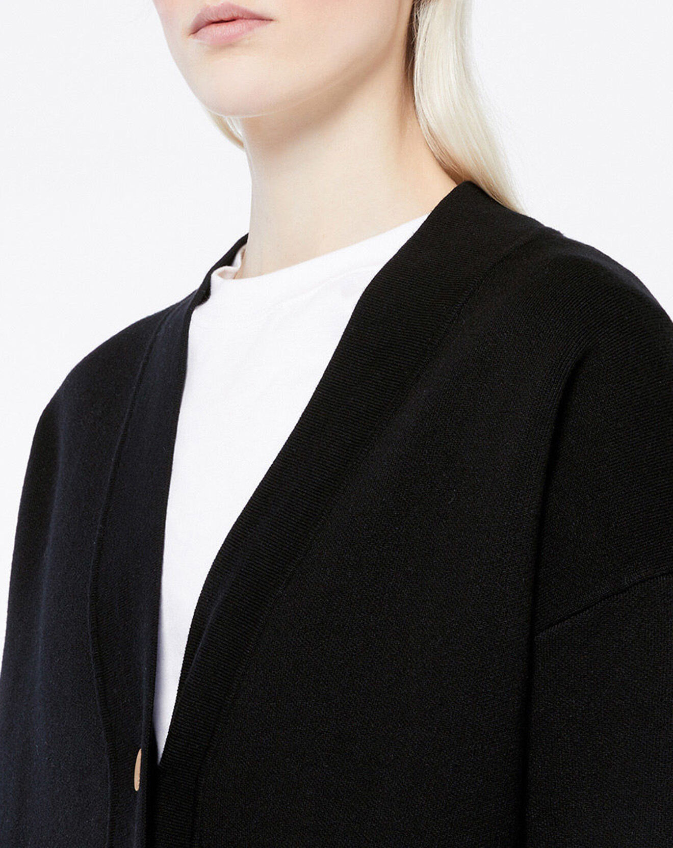 Galeries Lafayette Gilet ample Miso en Maille milano noir
