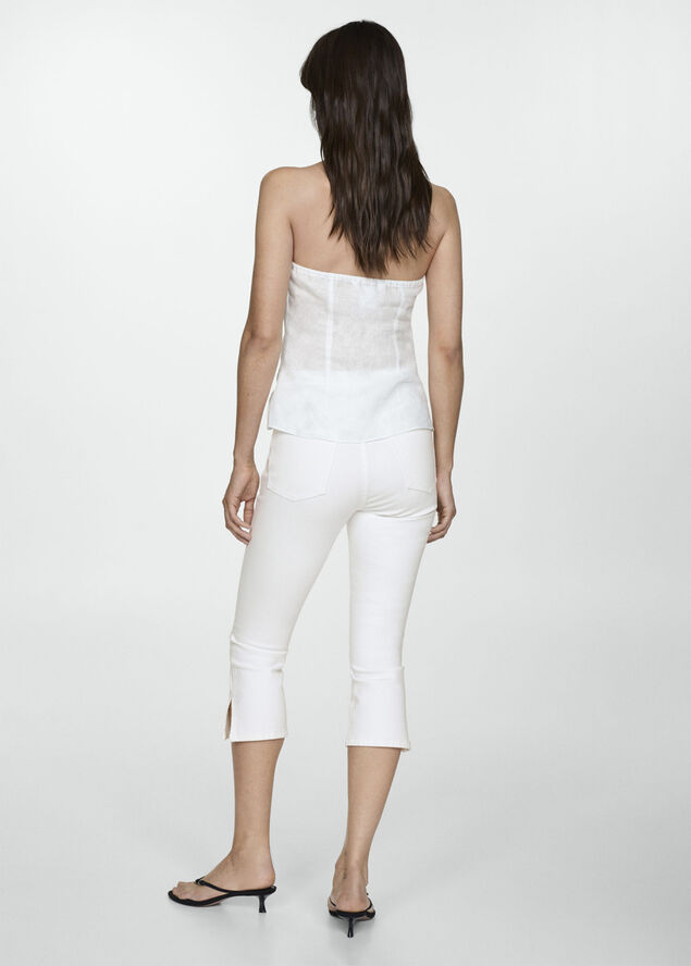 MANGO Side opening capri jeans White