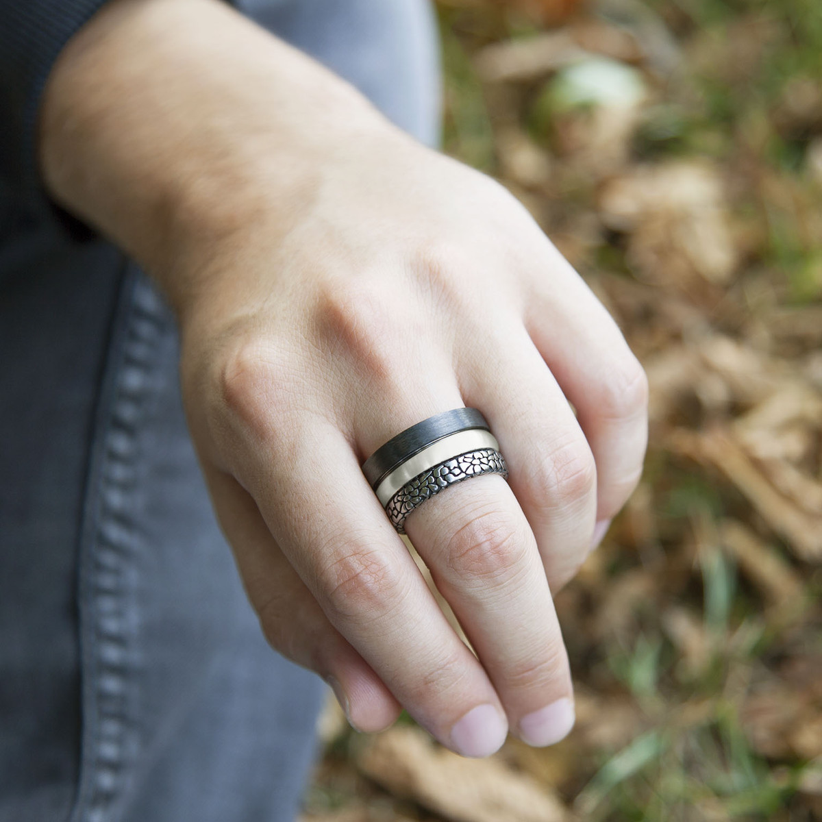 Bague 3 anneaux acier carbone