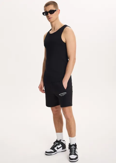 Basic tanktop rib zwart (ZWART)