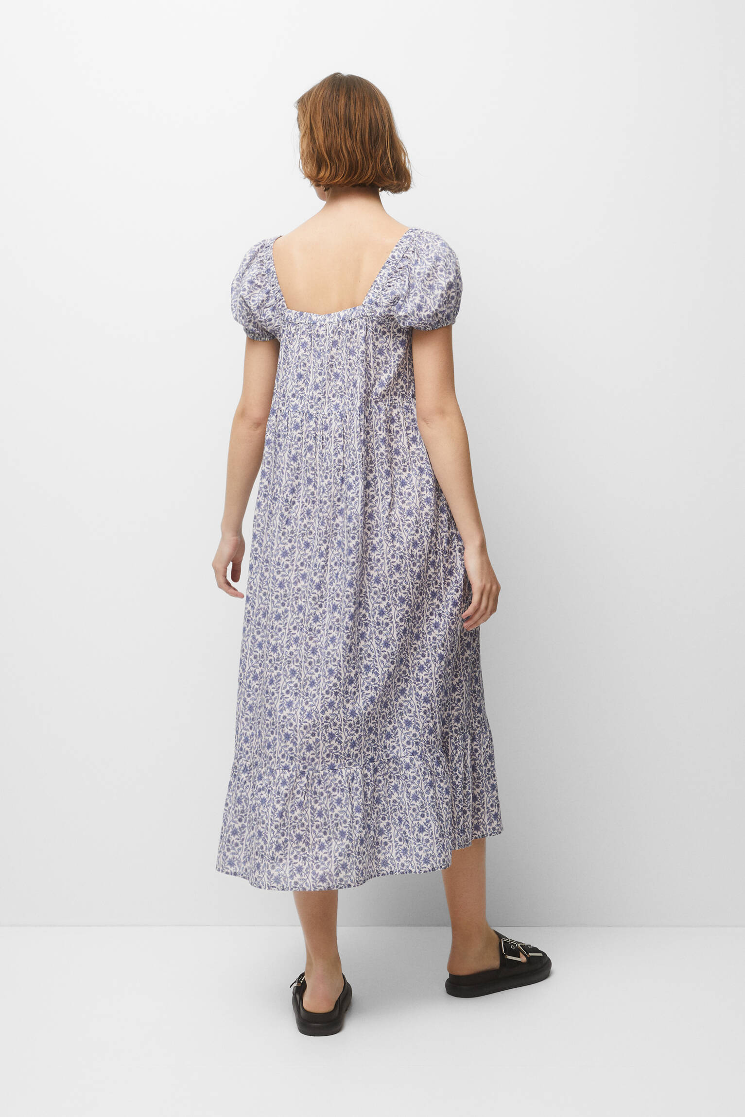 VESTIDO LONGO FLORAL OVERSIZE - AZUL