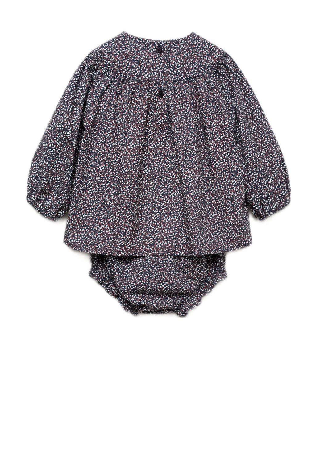 Mango Kids newborn baby jurk met bloomer donkerblauw/bordeaux