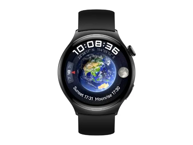 [OUTLET] - Huawei Watch 4 - Rustfrit stål - smart ur med rem - fluoroelastomer - sort - håndledsstørrelse: 140-210 mm - display 1.5