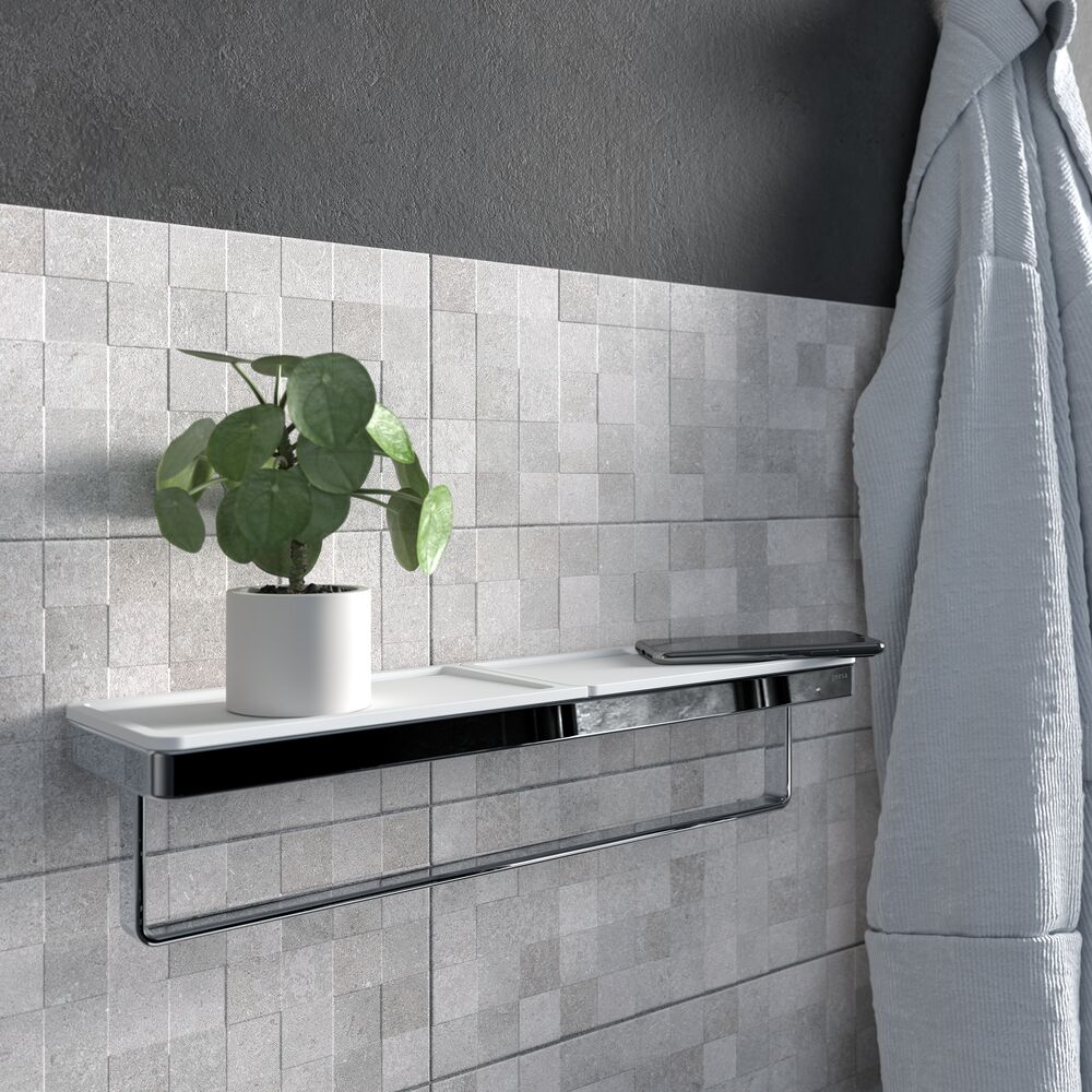 Geesa Frame handdoekrek met plateau 42cm wit/chroom