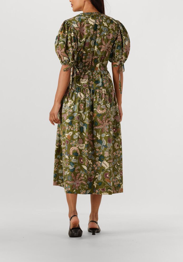 groene ulla johnson midi jurk adriana short sleeve midi dress