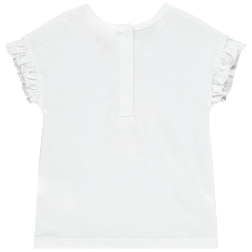 T-shirt manches courtes volantées pour bébé fille - Blanc