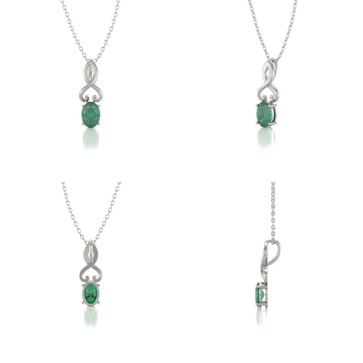 Collier Pendentif Or Blanc Emeraude - Bijou de Luxe pour un Anniversaire Inoubliable | Aden