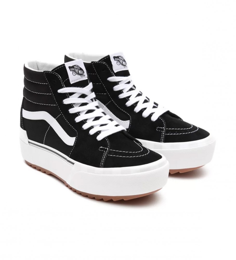 Tênis Vans Sk8-Hi Stacked em camurça preta e lona