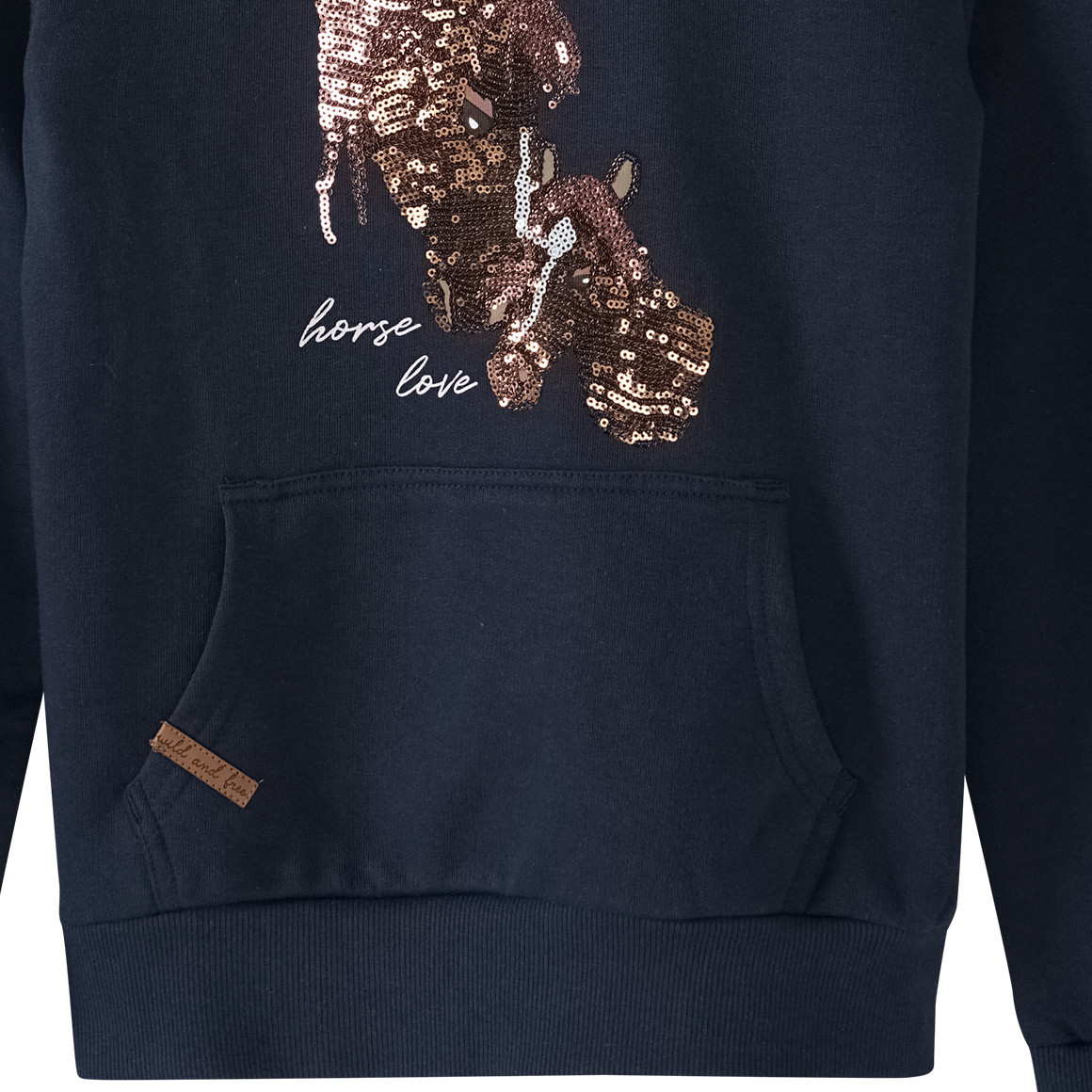 Yigga Mädchen Hoodie mit Pferde-Motiv dunkelblau