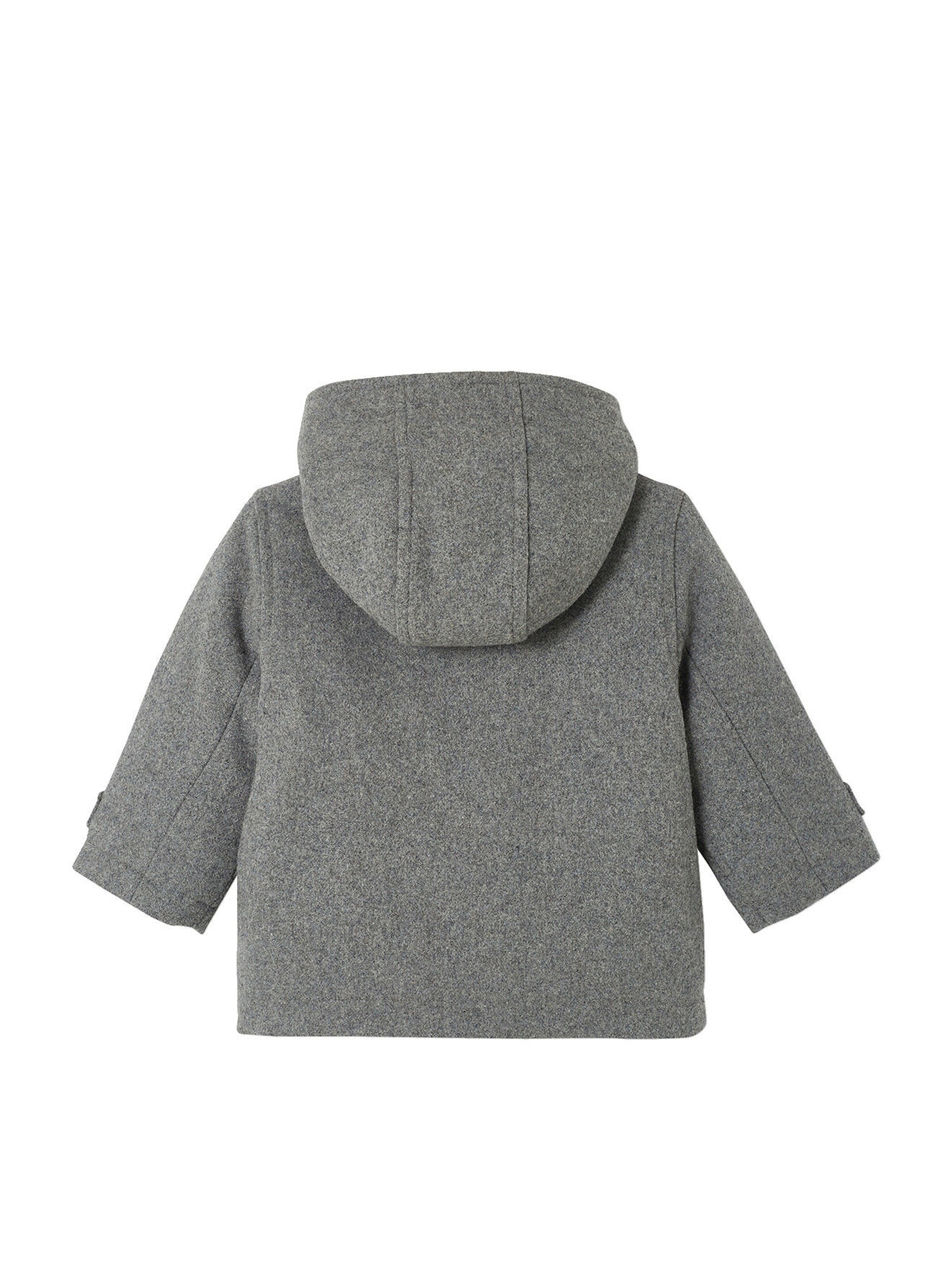 Vertbaudet Baby Jacke mit Kapuze, Dufflecoat, Recycling-Polyester grau meliert
