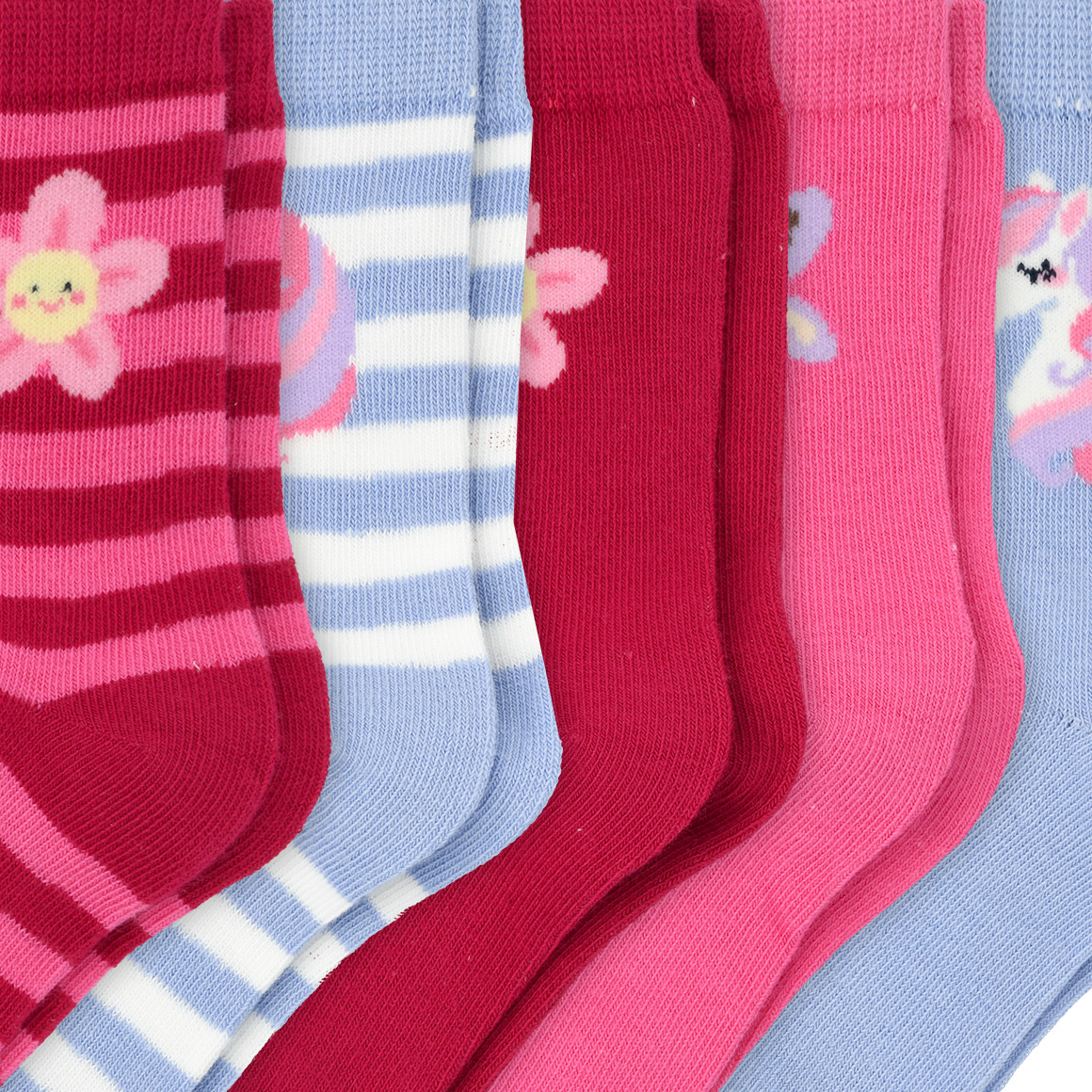 Topolino 5 Paar Mädchen Socken im Set pink / dunkelpink / hellblau