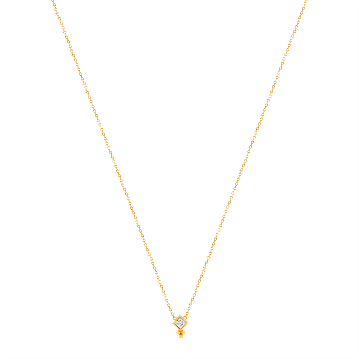 Collier plaqué or zirconia 45 cm