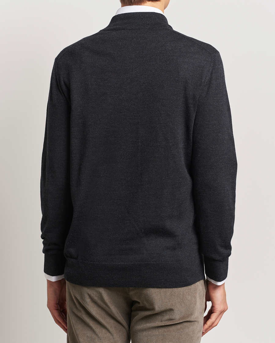 Charles Tyrwhitt Pure Merino Zip Neck Jumper Dark Charcoal