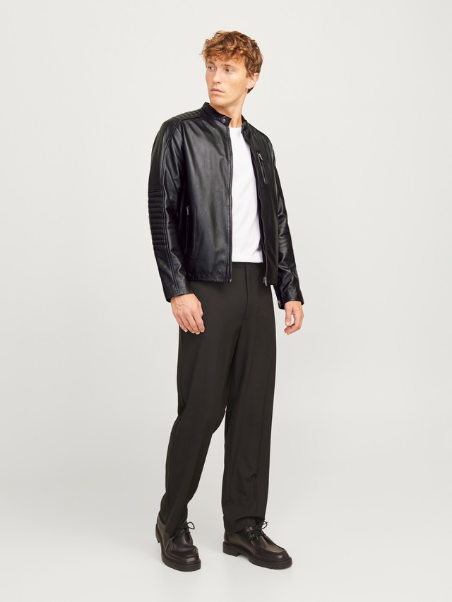 Jack & Jones Lederjacke »JJELIAM LAMB LEATHER JACKET NOOS« ohne Kapuze mit markanter Schultersteppung