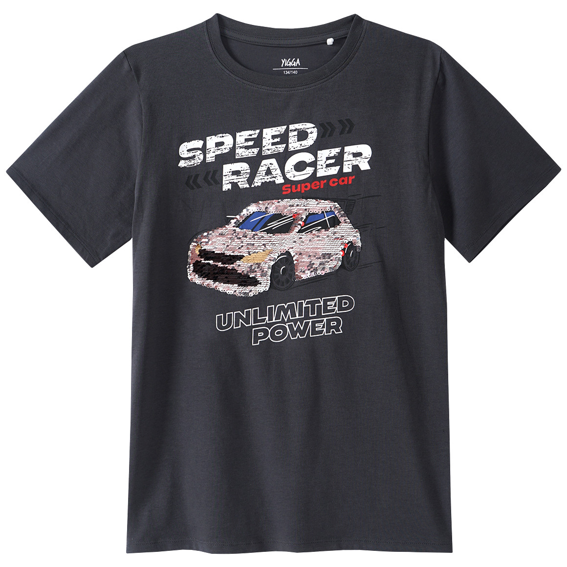 Yigga Jungen T-Shirt mit Wendepailletten dunkelgrau