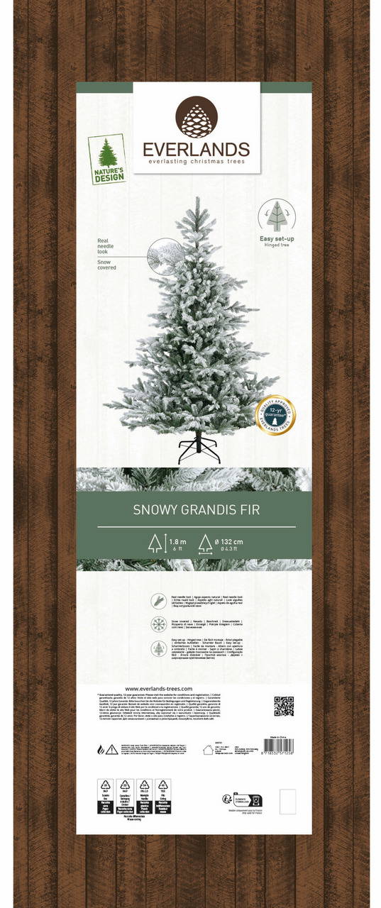 Everlands Künstlicher Weihnachtsbaum Grandis Fir beschneit 180cm