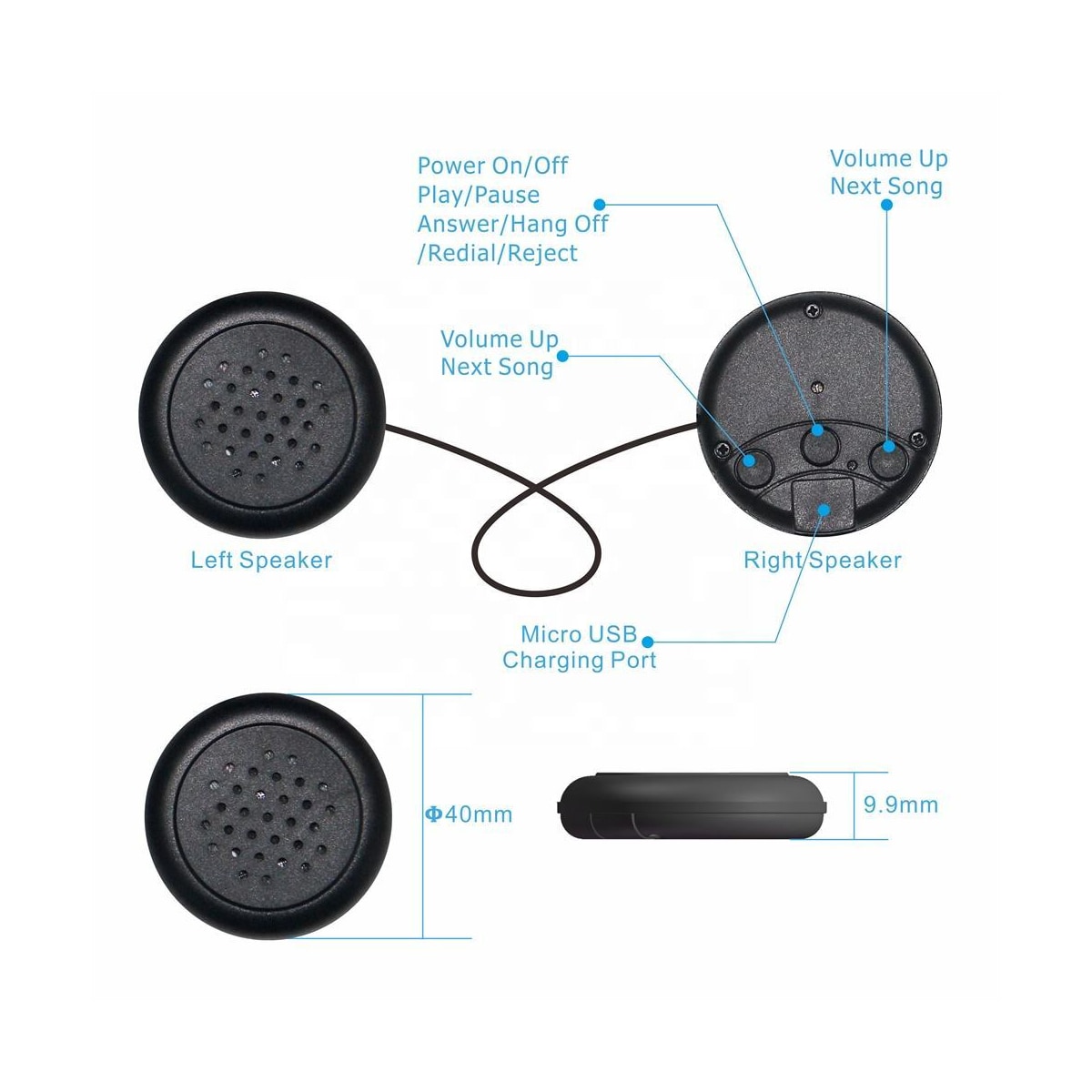Pannebånd med hodetelefoner og Bluetooth / sovemaske Oransje