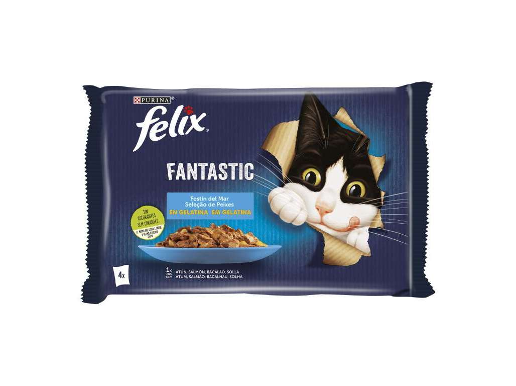 COMIDA HÚMIDA PARA GATO FELIX FANTASTIC PEIXE 4X85G