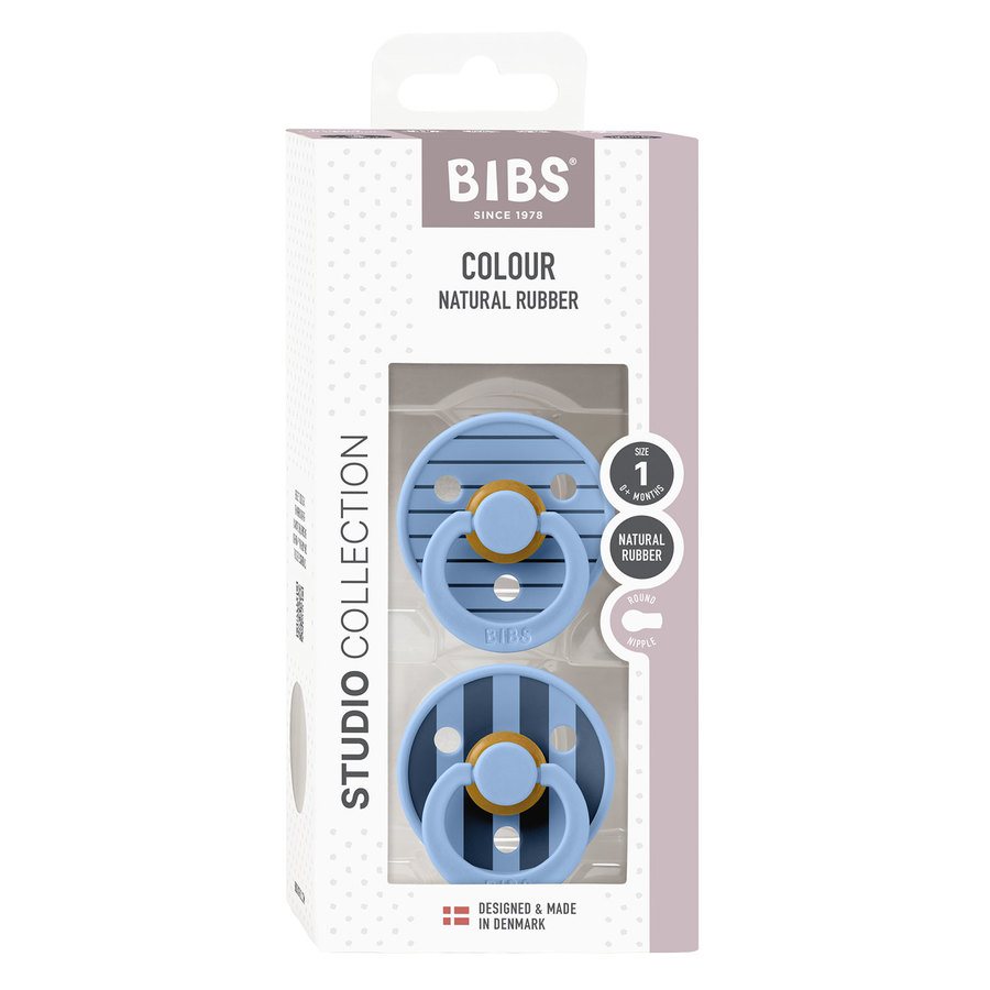 BIBS Pacifier Colour Latex Studio Collection Pin Sky Blue Mix Size 1