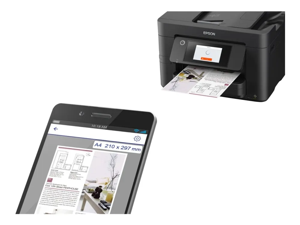 Epson WorkForce Pro WF-4820DWF - Multifunktionsprinter - farve - blækprinter - A4 (210 x 297 mm) (original) - A4/Legal (medie) - op til 25 spm (udskriver) - 250 ark - 33.6 Kbps - USB 2.0, LAN, Wi-Fi(n), USB vært