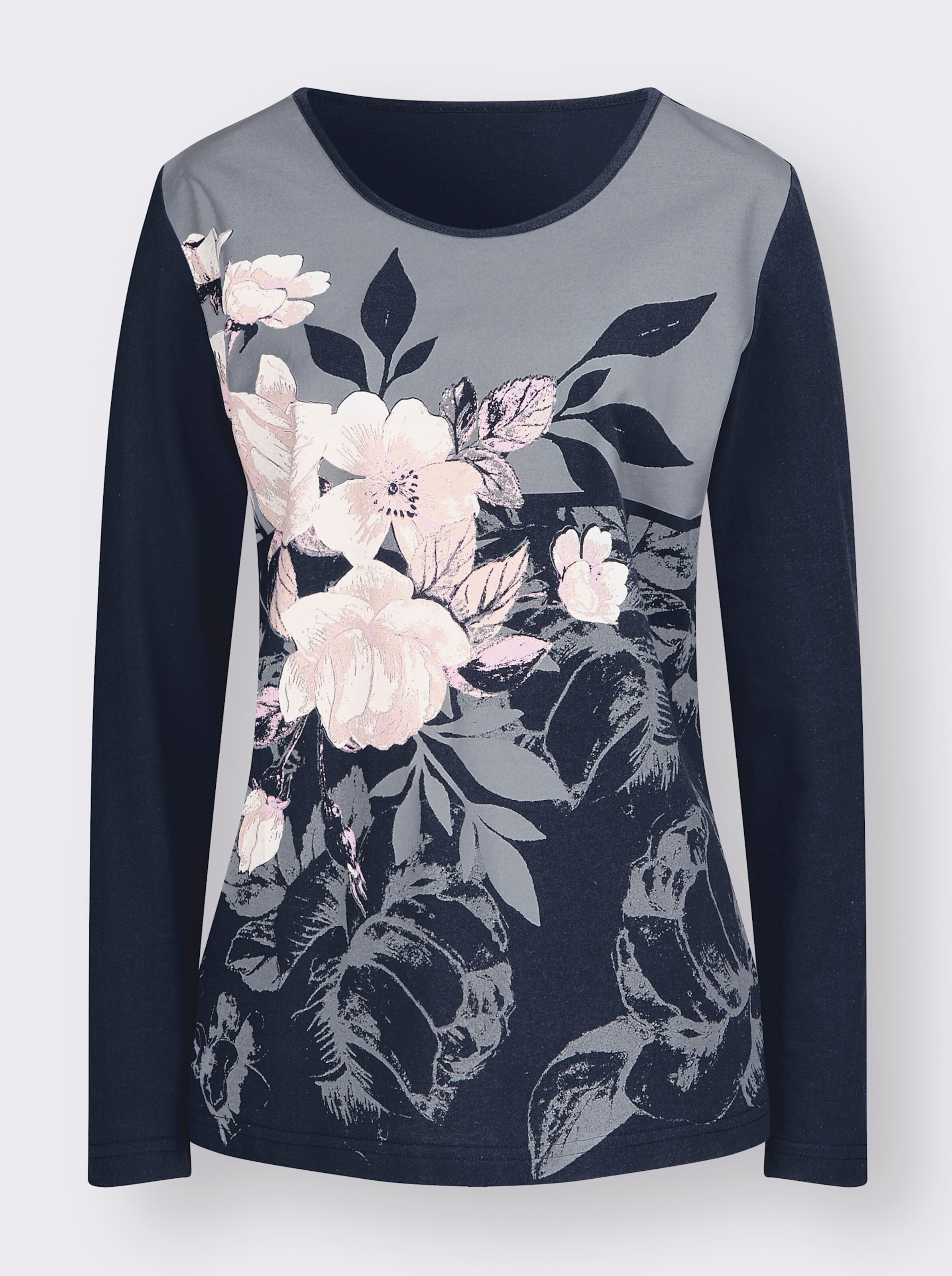 Spitzenshirt mit Blumen-Druck