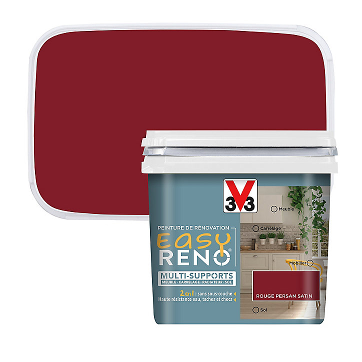 Peinture de rénovation multi-supports V33 Easy Reno rouge persan satin 0,75L