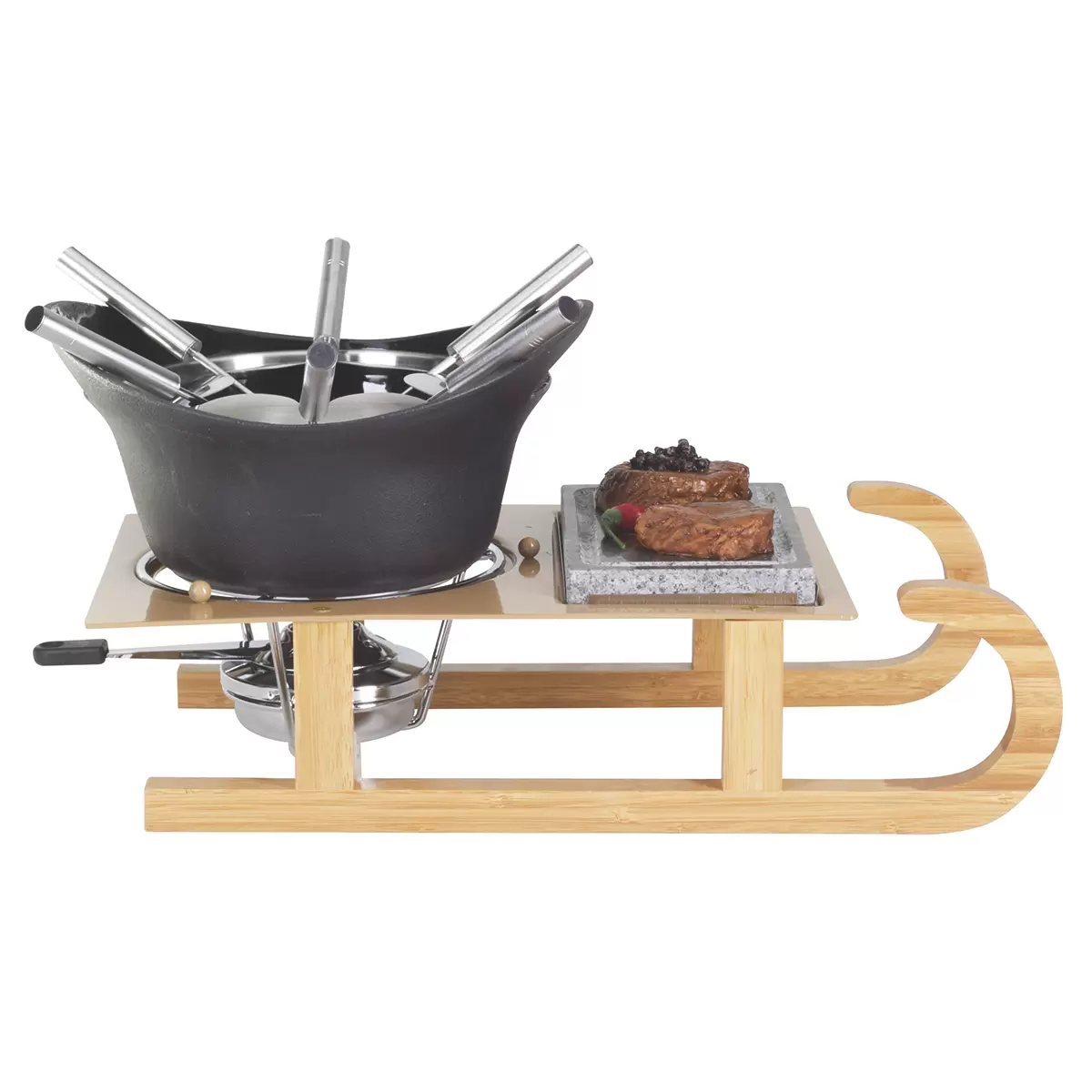 Fleischfondue - Käsefondue schwarz,braun
