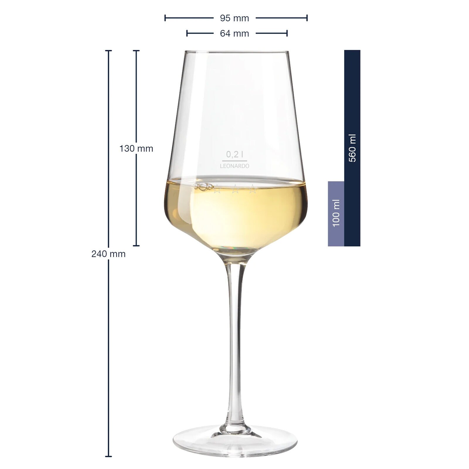 Leonardo Weißweingläser geeicht Puccini Gastro-Edition 0,2 l 6er Set