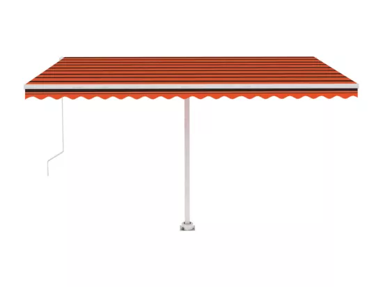 Auvent manuel rétractable avec LED 450x300 cm Orange et marron