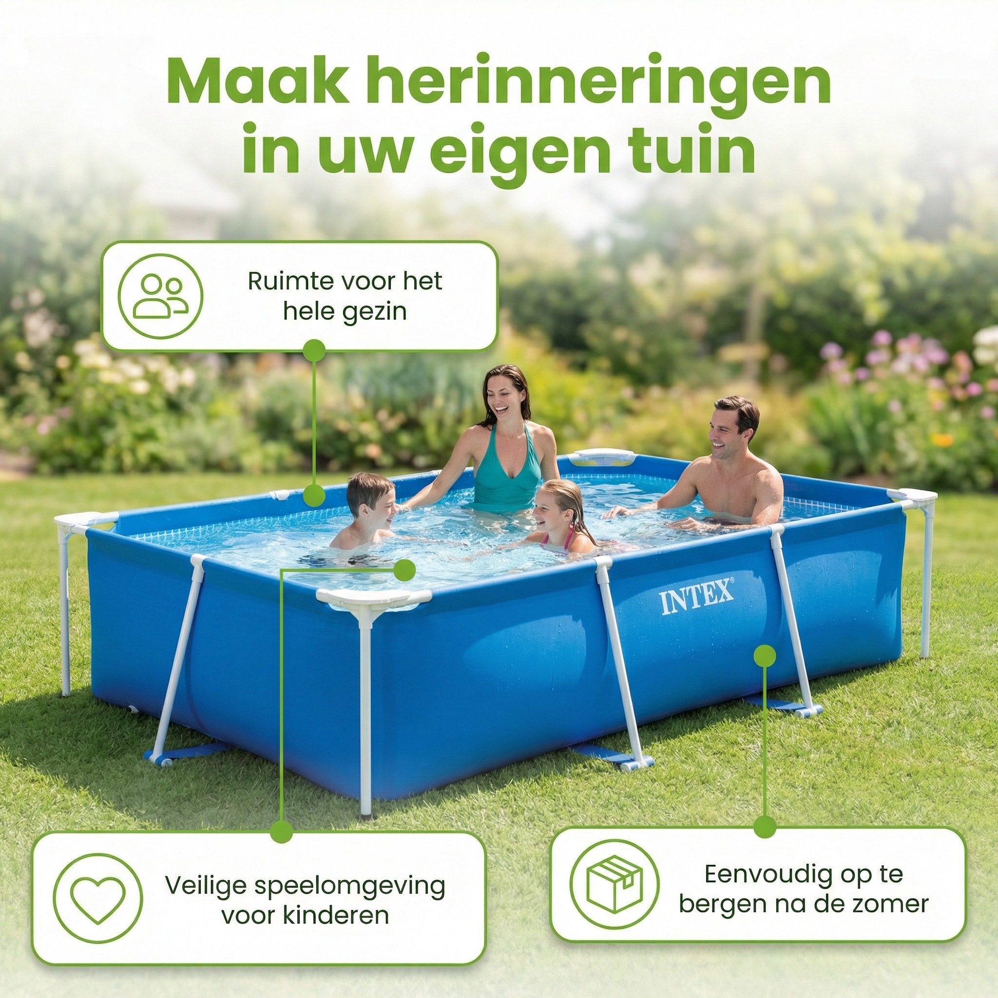 Intex rechthoekig frame 300x200x75cm zwembad