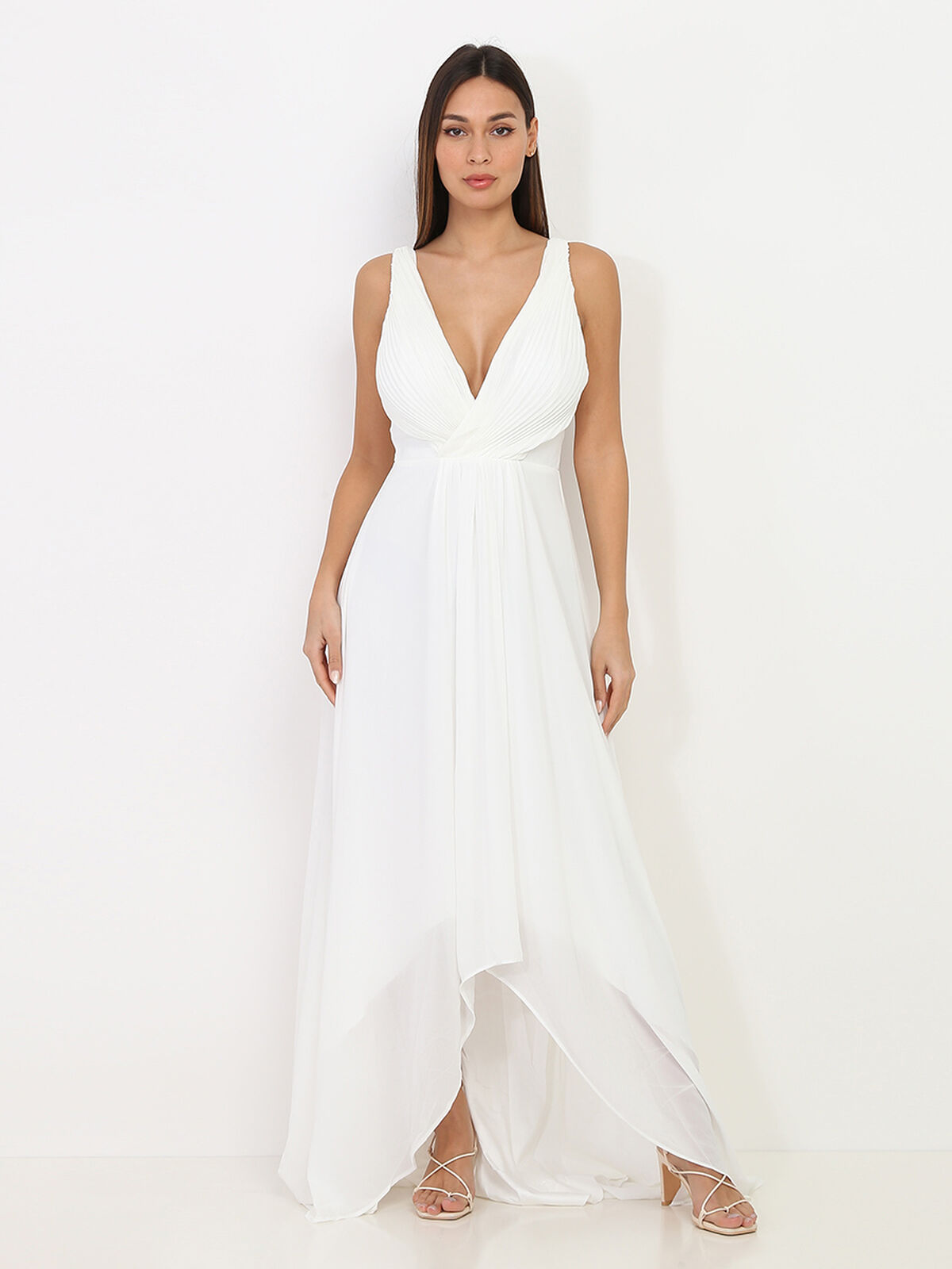 Robe longue asymétrique- Blanc