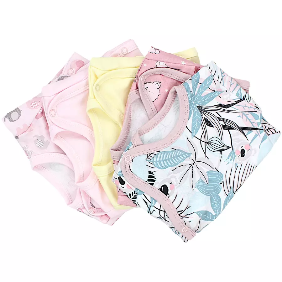 TupTam Baby Mädchen Kurzarm Wickelbody 5er Set rosagelb