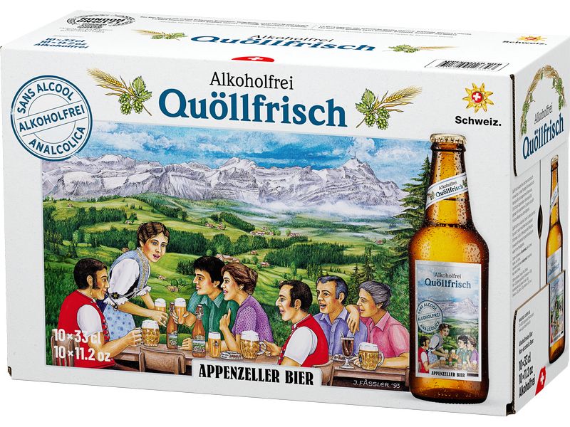 Appenzeller Bier Bier Quöllfrisch alkoholfrei 10 x 0.33 l Schweizer Lagerbier ohne Alkohol