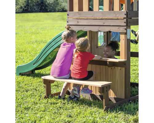 Backyard DISCOVERY Lakewood speeltoren, 340 x 430 cm, bruin hout, bestaande uit schommel en glijbaan