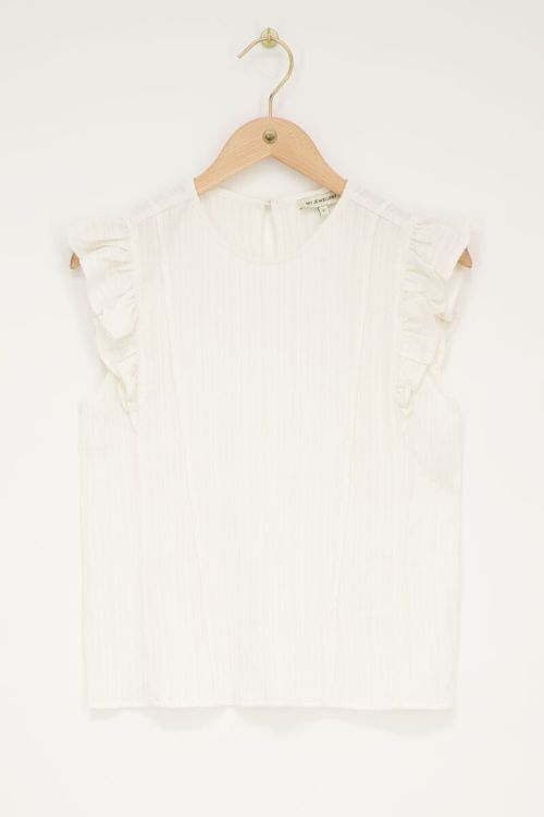 Witte crinkle top met ruffle