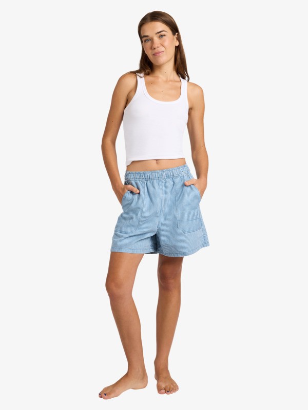 Stay Wavy Mid Short en denim Blanc Femme