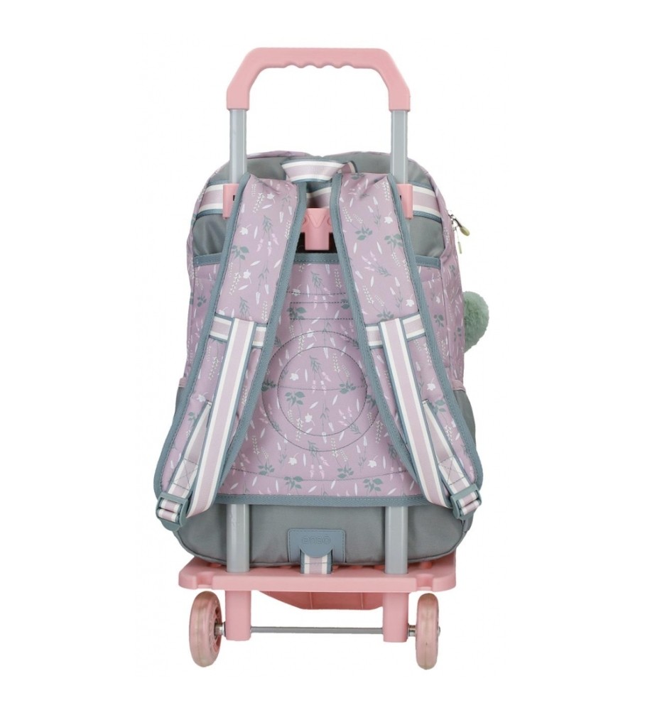 Mochila Enso Beautiful Day com compartimento duplo e rodinhas, roxa